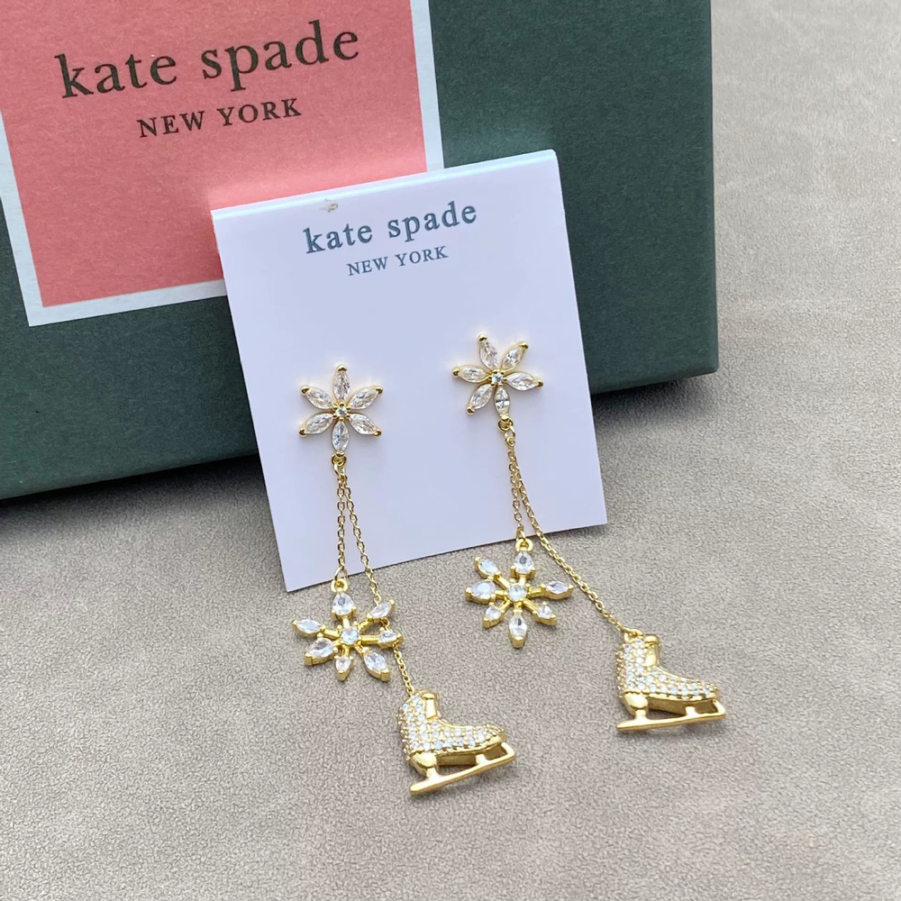 kate spade Rhinestone Skate Shoe Snowflake Long Drop Earrings